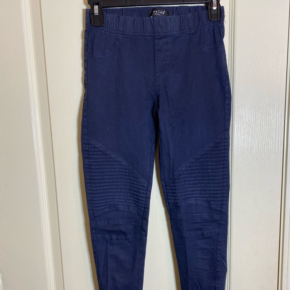 Navy Jeggings with Detail on thighs and zippers